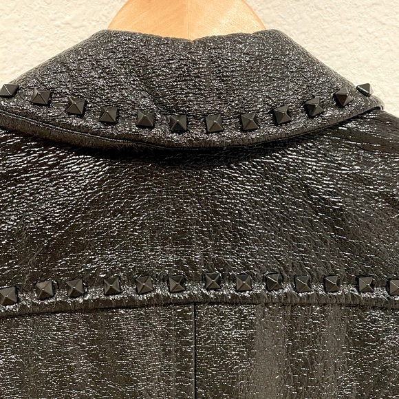 Tracy Reese- Maxwell - Moto Studded Patent Black Jacket-  Size XS - Picture 3 of 8
